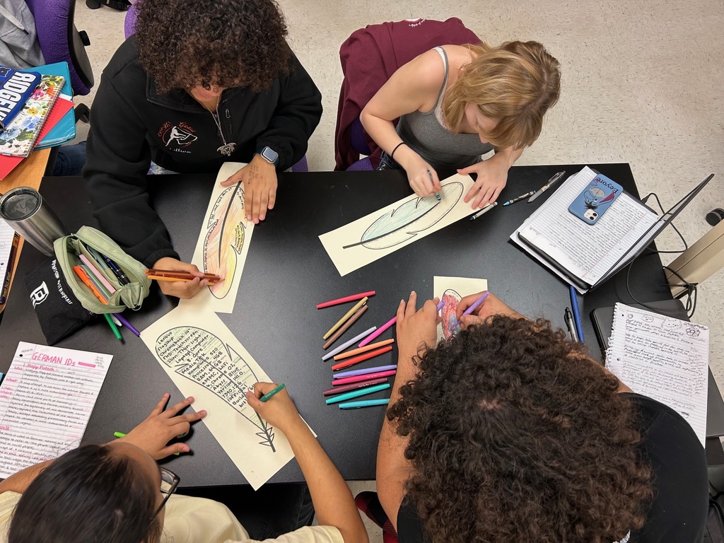 Mr. Ley’s classes spent time reflecting on what they are thankful for and decorating colorful feathers for their hallway display during a bellwork activity. Each feather shared a message of gratitude, reminding us all of the many reasons we have to be thankful this season.
