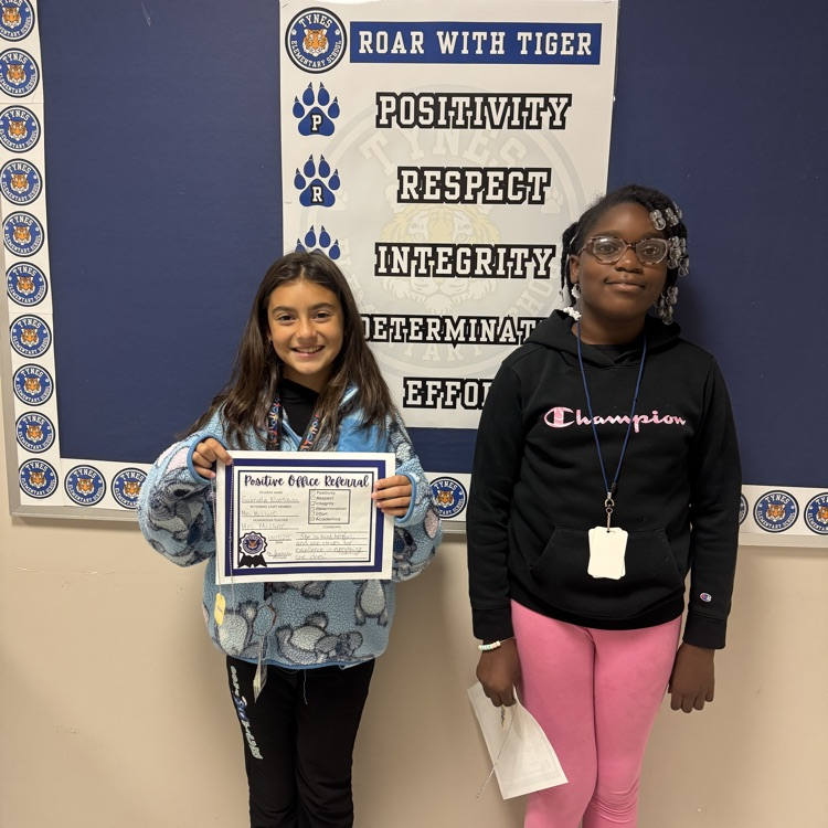 Way to go, Gabriella and Stanisha! Their Tiger Pride shined bright with their positive office referrals!
