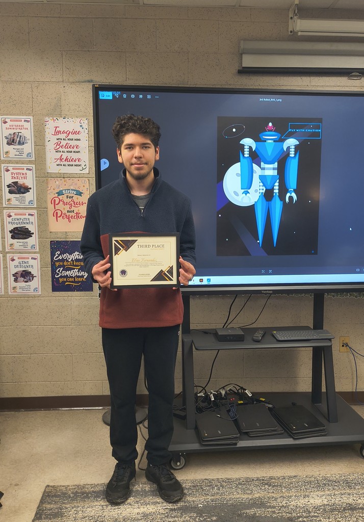 Panthers Shine in the District Digital Design Competition!  Ms. Johnston’s Digital Design students showcased their creativity and technical skills in this year’s district contests, earning top recognition across multiple levels!  🏆 Digital Design 1 – Costume Composite 1st Place: Angie Rivera Angie created a stunning costume composite in Adobe Photoshop, blending multiple images—including a dress, wand, crown, and more—to bring Glinda to life. Her impressive work earned her first place in the district competition!  🤖 Digital Design 2 – Custom Robot 3rd Place: Elias Fernandez Elias designed an original robot entirely in Adobe Illustrator, crafting each component from scratch using shapes, the pen tool, and advanced Illustrator tools. His creativity earned him third place!  🌍 Digital Design 3 – Vintage Travel Poster Honorable Mention: Kaitlyn Durbin Kaitlyn designed a beautifully styled vintage travel poster in Adobe Illustrator, earning an Honorable Mention in the district competition.  👏 We are so proud of our talented Panthers and the incredible work happening in Ms. Johnston’s Digital Design classes! Keep creating, Panthers!