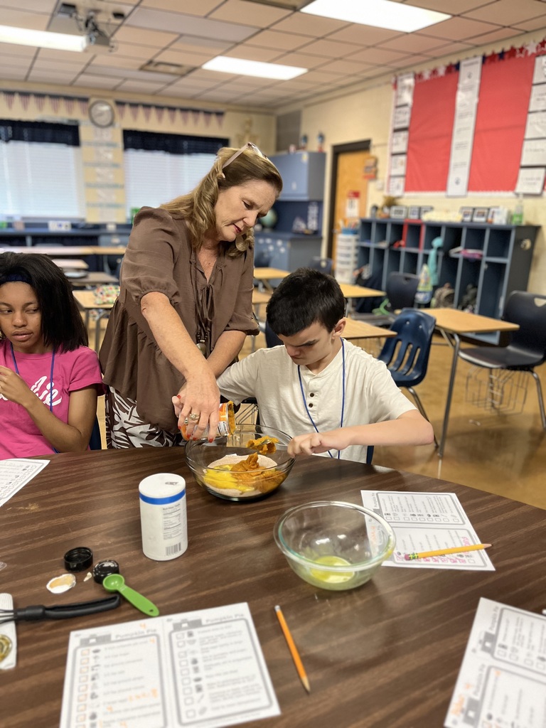 Ms. O’Neal’s Unique Skills class had an awesome week leading up to Thanksgiving! 🥧✨  Students prepared for Pie Day by researching a pumpkin pie recipe and using their math skills to scale it to make four pies. They ordered their ingredients online from Walmart and used a checklist to ensure they had everything they needed.  From measuring to mixing to baking, they followed each step—and absolutely loved the experience!