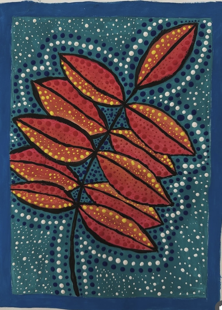Ms. Generazio’s Art 2 students have been exploring Aboriginal art techniques through vibrant leaf paintings that celebrate pattern, color, and texture. Using dot painting, layered backgrounds, and bold contrasting colors, students experimented with how rhythm, repetition, and color relationships can transform a simple leaf into a dynamic work of art.  These pieces show incredible attention to detail and creativity—beautiful examples of how our Panthers grow as artists by studying global art styles and applying them in meaningful, modern ways. 🐾✨  So proud of their stunning work!