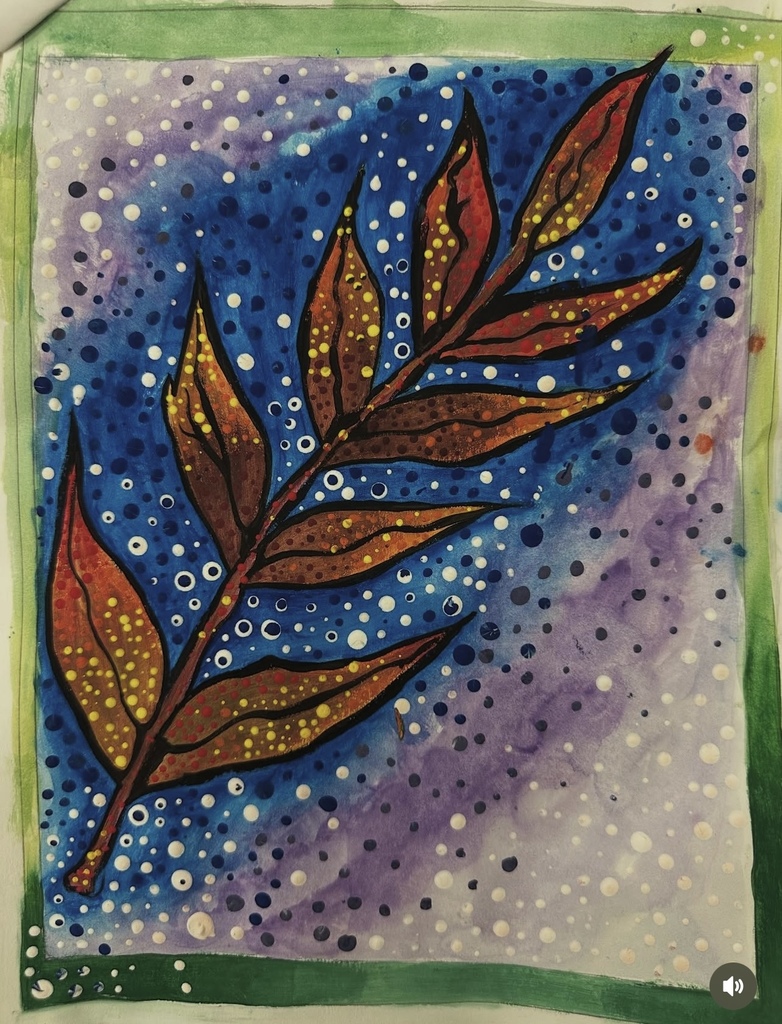 Ms. Generazio’s Art 2 students have been exploring Aboriginal art techniques through vibrant leaf paintings that celebrate pattern, color, and texture. Using dot painting, layered backgrounds, and bold contrasting colors, students experimented with how rhythm, repetition, and color relationships can transform a simple leaf into a dynamic work of art.  These pieces show incredible attention to detail and creativity—beautiful examples of how our Panthers grow as artists by studying global art styles and applying them in meaningful, modern ways. 🐾✨  So proud of their stunning work!