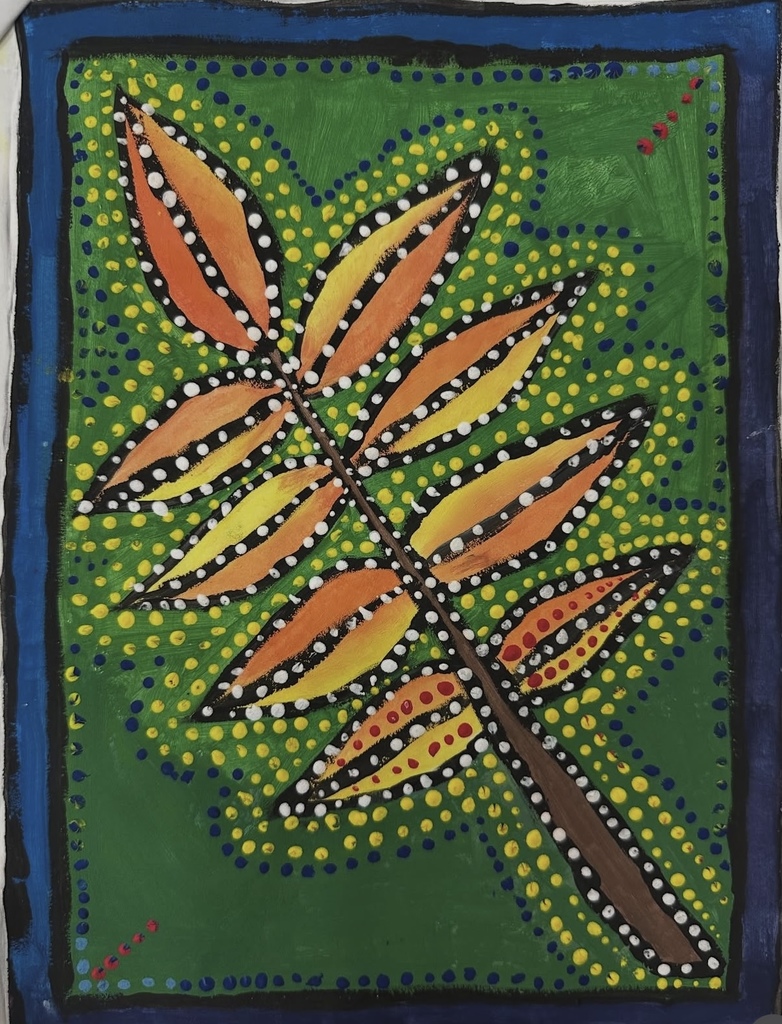Ms. Generazio’s Art 2 students have been exploring Aboriginal art techniques through vibrant leaf paintings that celebrate pattern, color, and texture. Using dot painting, layered backgrounds, and bold contrasting colors, students experimented with how rhythm, repetition, and color relationships can transform a simple leaf into a dynamic work of art.  These pieces show incredible attention to detail and creativity—beautiful examples of how our Panthers grow as artists by studying global art styles and applying them in meaningful, modern ways. 🐾✨  So proud of their stunning work!