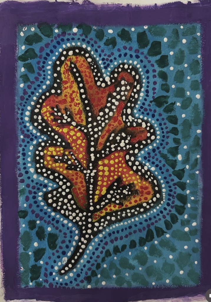 Ms. Generazio’s Art 2 students have been exploring Aboriginal art techniques through vibrant leaf paintings that celebrate pattern, color, and texture. Using dot painting, layered backgrounds, and bold contrasting colors, students experimented with how rhythm, repetition, and color relationships can transform a simple leaf into a dynamic work of art.  These pieces show incredible attention to detail and creativity—beautiful examples of how our Panthers grow as artists by studying global art styles and applying them in meaningful, modern ways. 🐾✨  So proud of their stunning work!