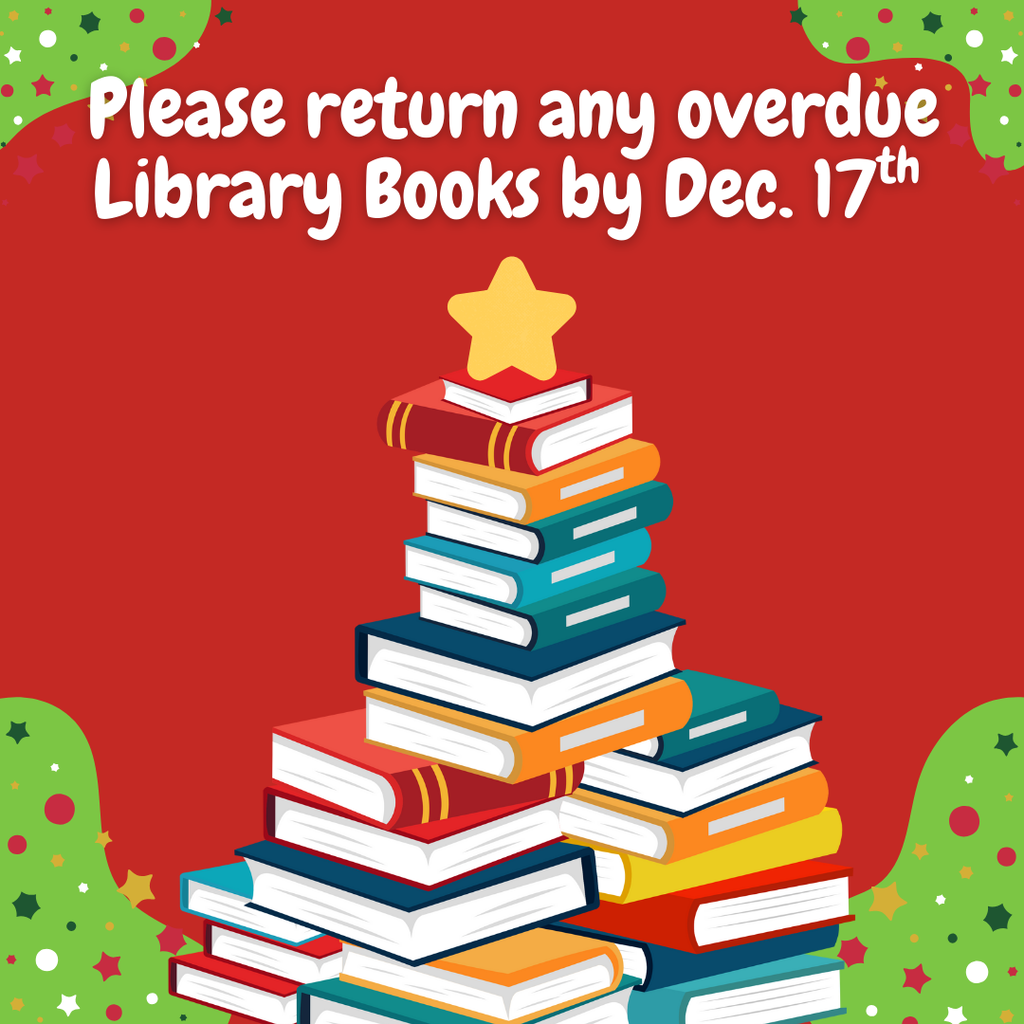 Manatee Families, just a friendly reminder to please return any overdue library books by Tuesday, December 17th, to avoid processing delays or potential fines. We appreciate your support in helping our diligent readers stay on track!