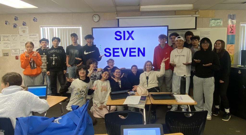 Ms. Plyler’s Geometry students wrapped up their last lesson before starting review for their semester exam — and of course had to celebrate with the trending student chant: SIX… SEVEN! Lesson 6.7 brought hands-on fun as students used manipulatives to explore how hinges create different angles and how those angles affect the side lengths of a triangle with two congruent sides.  A great way to end instruction and kick off exam review with energy and excitement!