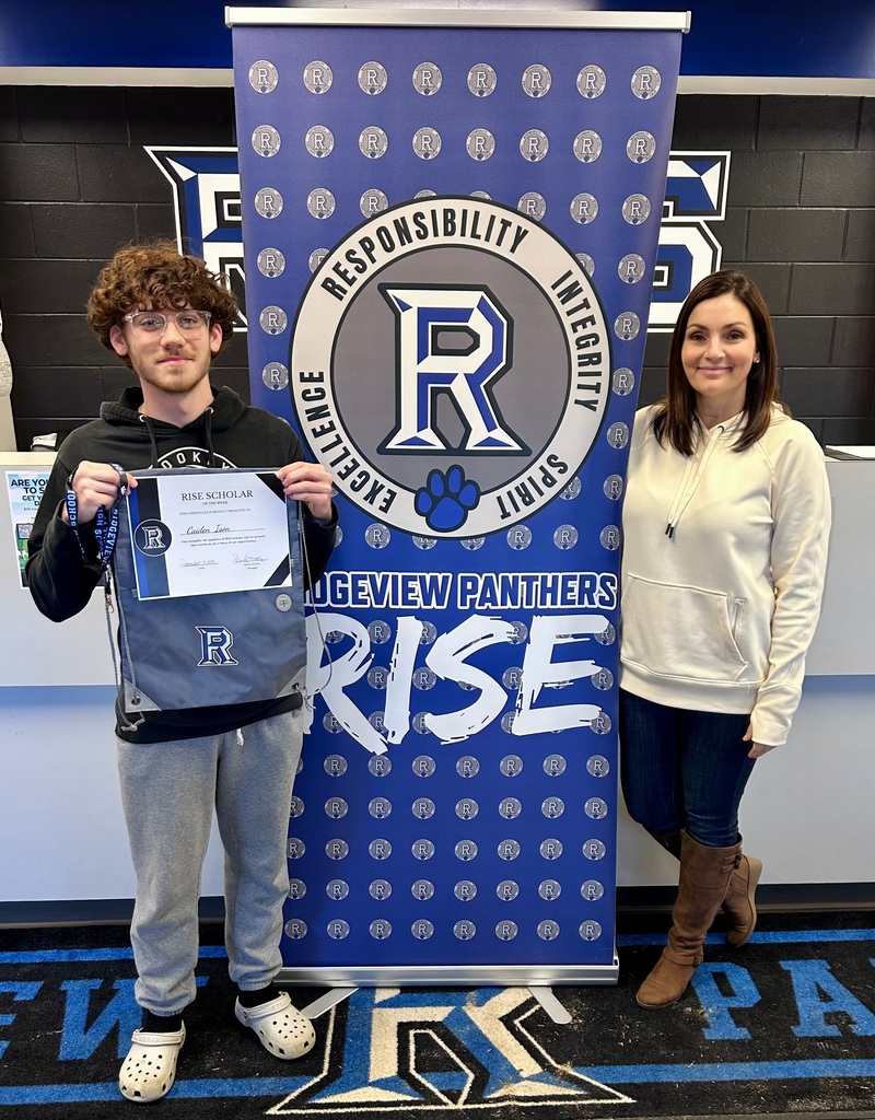 Congratulations to this week's RISE Scholars of the Week.  A teacher or staff member nominated these Panthers for going above and beyond in demonstrating one or more of our RISE qualities—Responsibility, Integrity, Spirit, and Excellence. These core values define what it means to be part of the Ridgeview family.  #PanthersRISE 