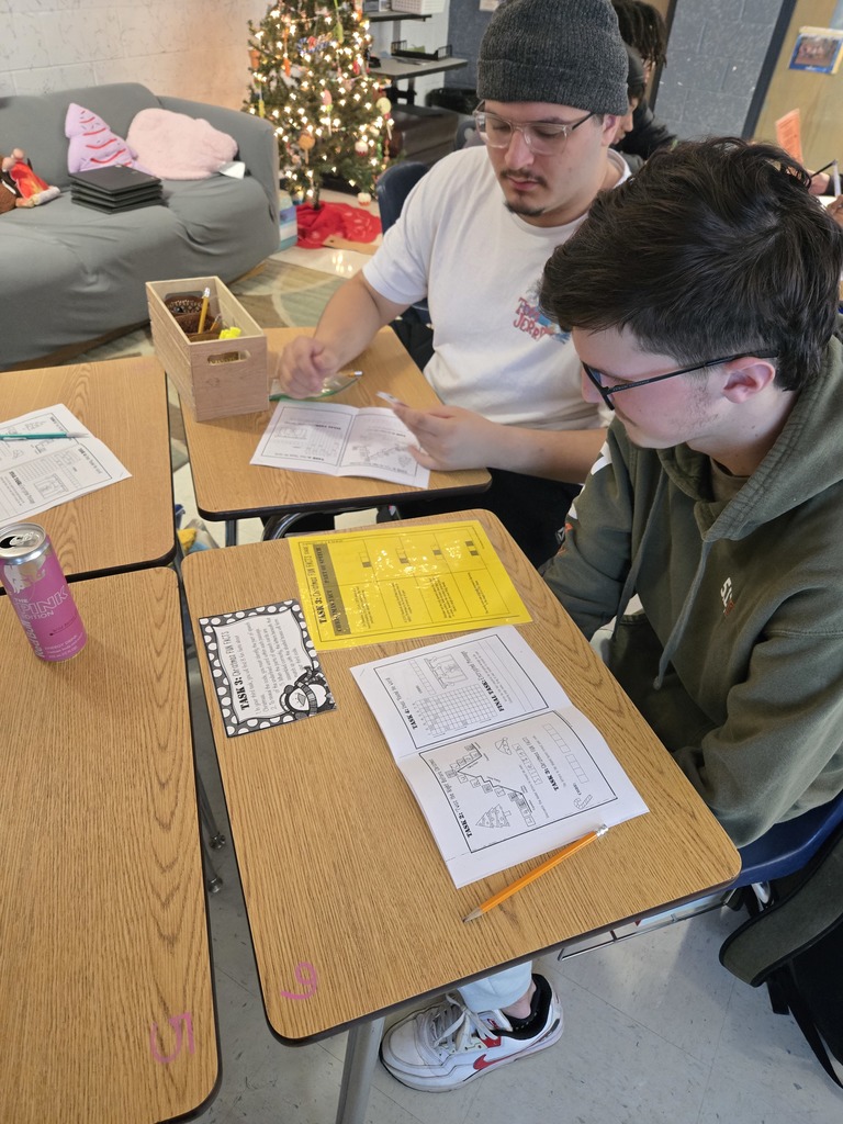 Ms. Brown’s 12th-grade ELA students spent the day, actually closer to two and a half days, engaged in a Christmas-themed escape room designed to review and reinforce essential Language Arts skills at a high level. This was not just a fun activity; it required close reading, careful analysis, and strong attention to detail throughout each challenge. Students used ’Twas the Night Before Christmas to analyze and sequence plot events, identified and corrected misused homophones in a Christmas Around the World fact sheet, and demonstrated their understanding of grammar by identifying parts of speech in a holiday fun-fact passage. They also applied higher-level thinking as they matched figurative language examples to familiar Christmas phrases, explaining how meaning is created through language choices.