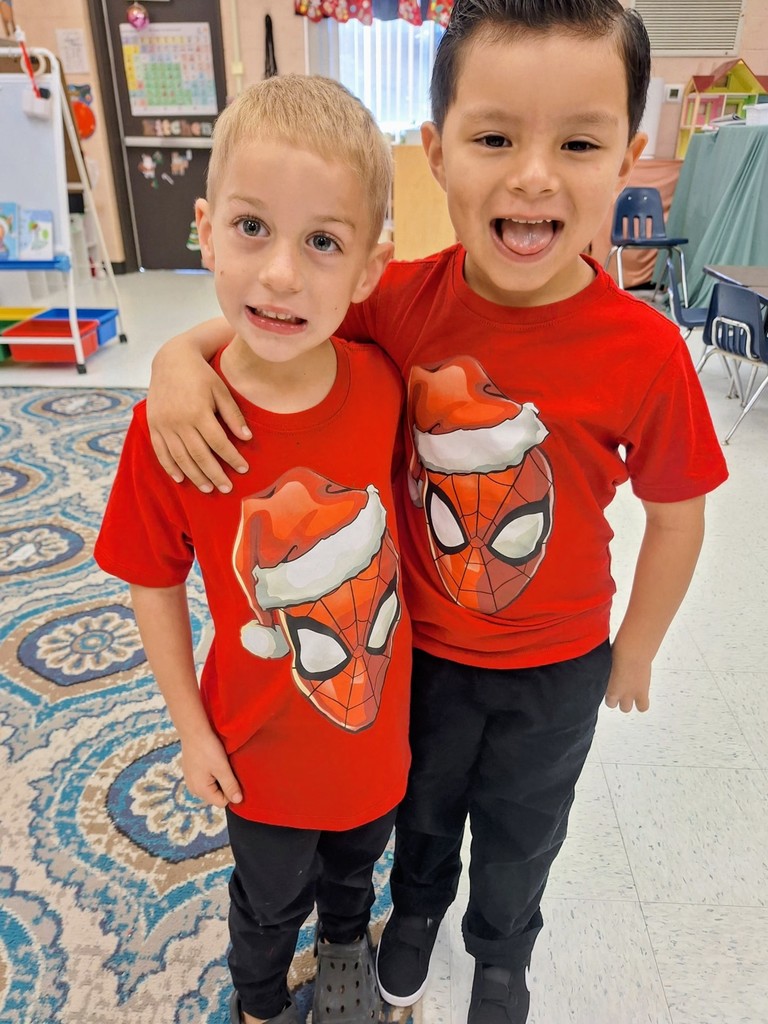 Our Manatees were shining bright in their festive holiday shirts today! 🎄✨ So much cheer on campus—happy Holiday Dress-Up Week!
