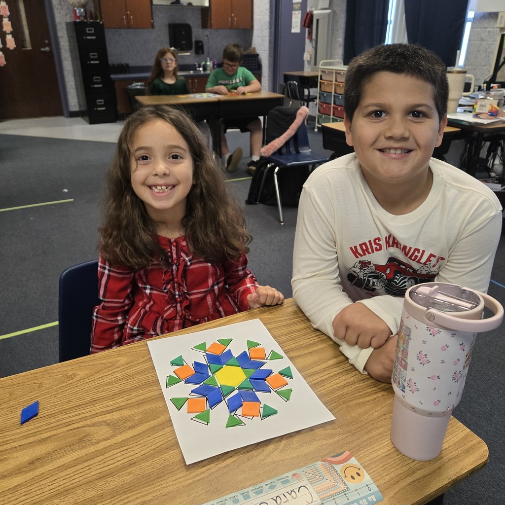 We used our knowledge of polygons to build snowflakes.