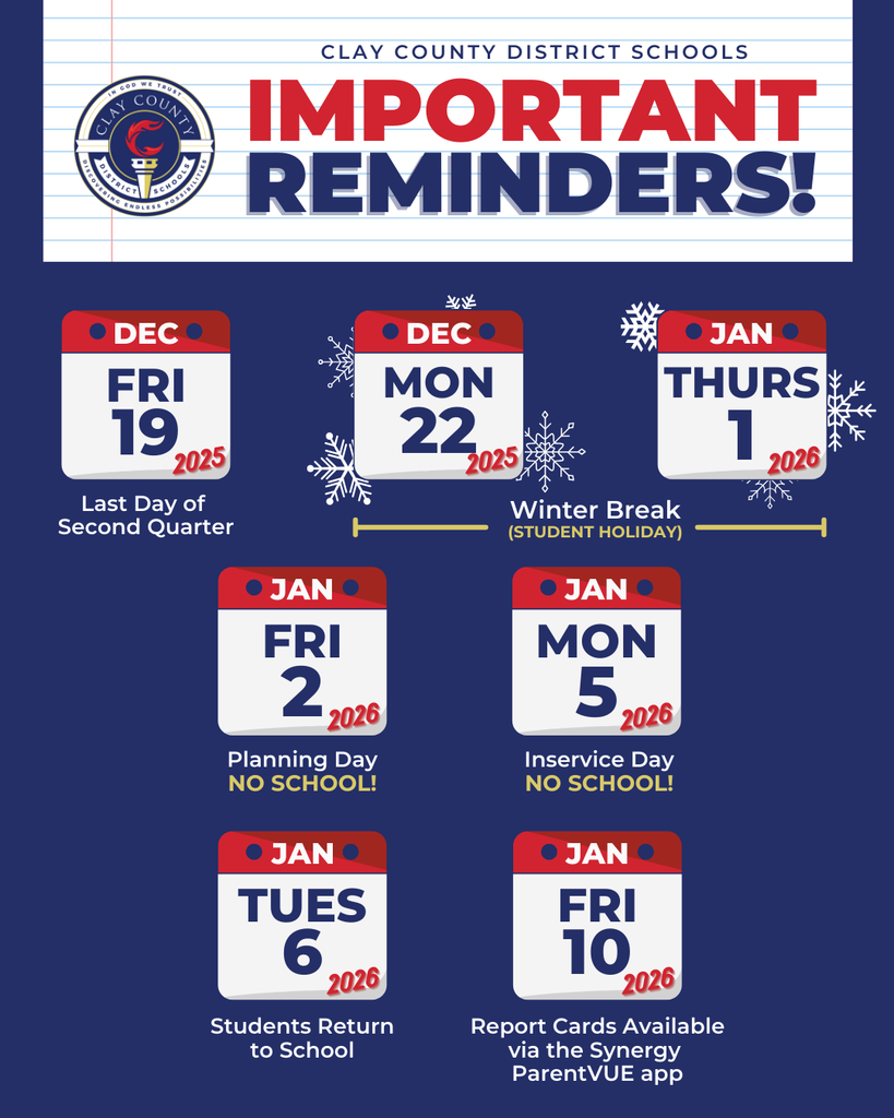 Important Reminders - Winter Break