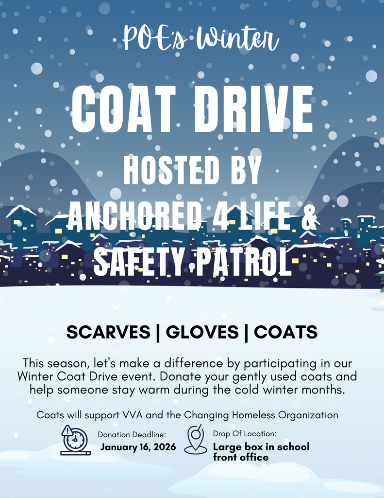 Blue and White Illustrated Winter Coat Drive Flyer