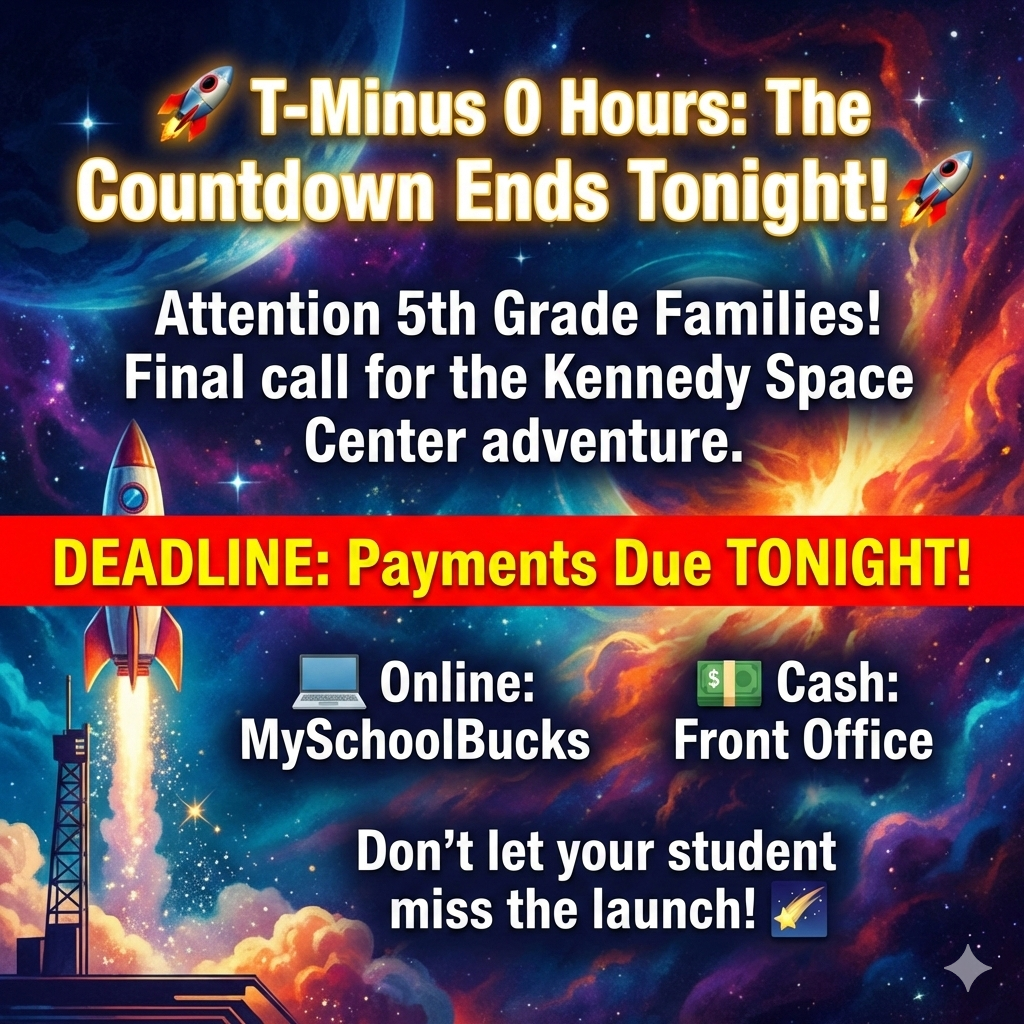 5th Grade Field Trip Money Due tonight! 