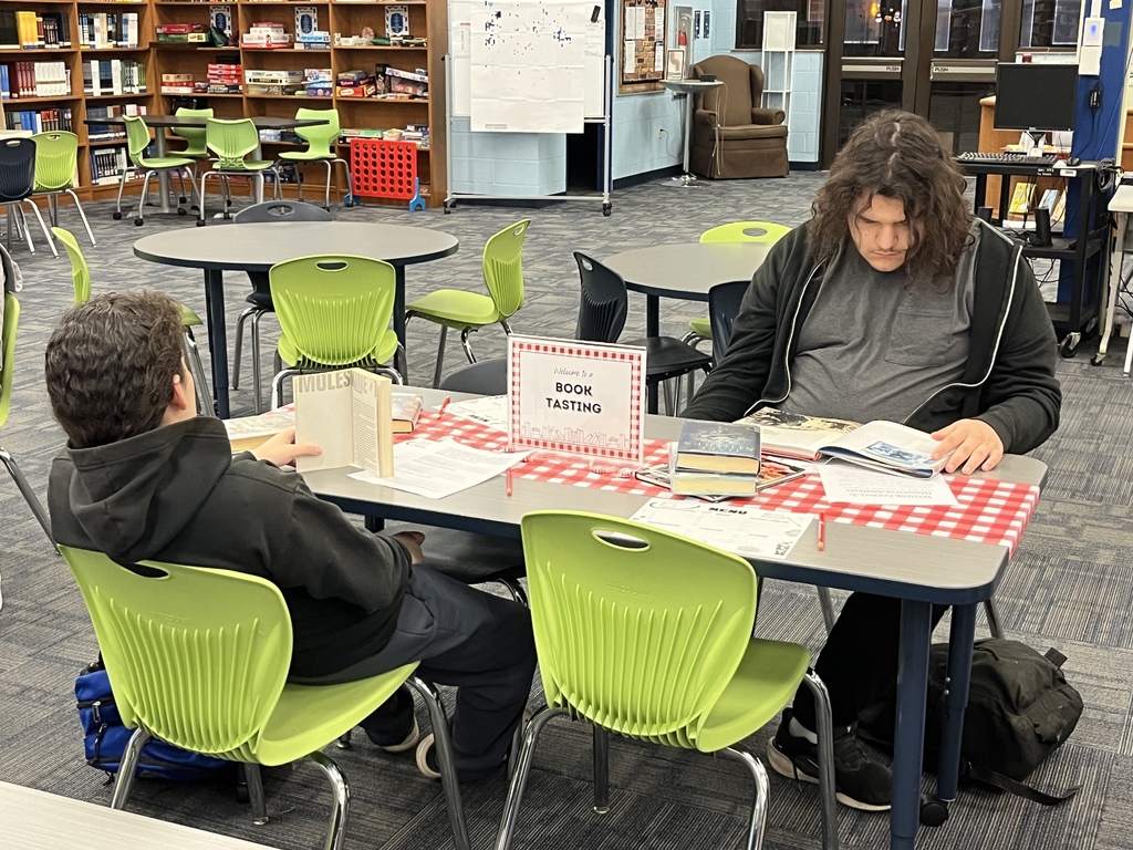 Our Media Specialist, Ms. Pittman, recently hosted an engaging Book Tasting experience for Mr. Werner’s 11th grade English students, transforming reading into an interactive and inviting event. Students rotated through thoughtfully curated tables, sampling a variety of genres and titles while reflecting on their interests and discovering new authors—much like choosing from a tasting menu. This creative approach encouraged student choice, curiosity, and meaningful conversations about reading, reinforcing a love of literacy in a fun and memorable way. Thank you to Ms. Pittman and Mr. Werner for partnering to create such a powerful and engaging learning experience for our students!