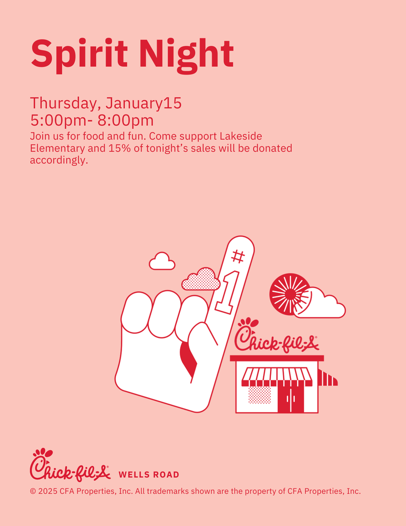 Spirit Night Flyer Lakeside January