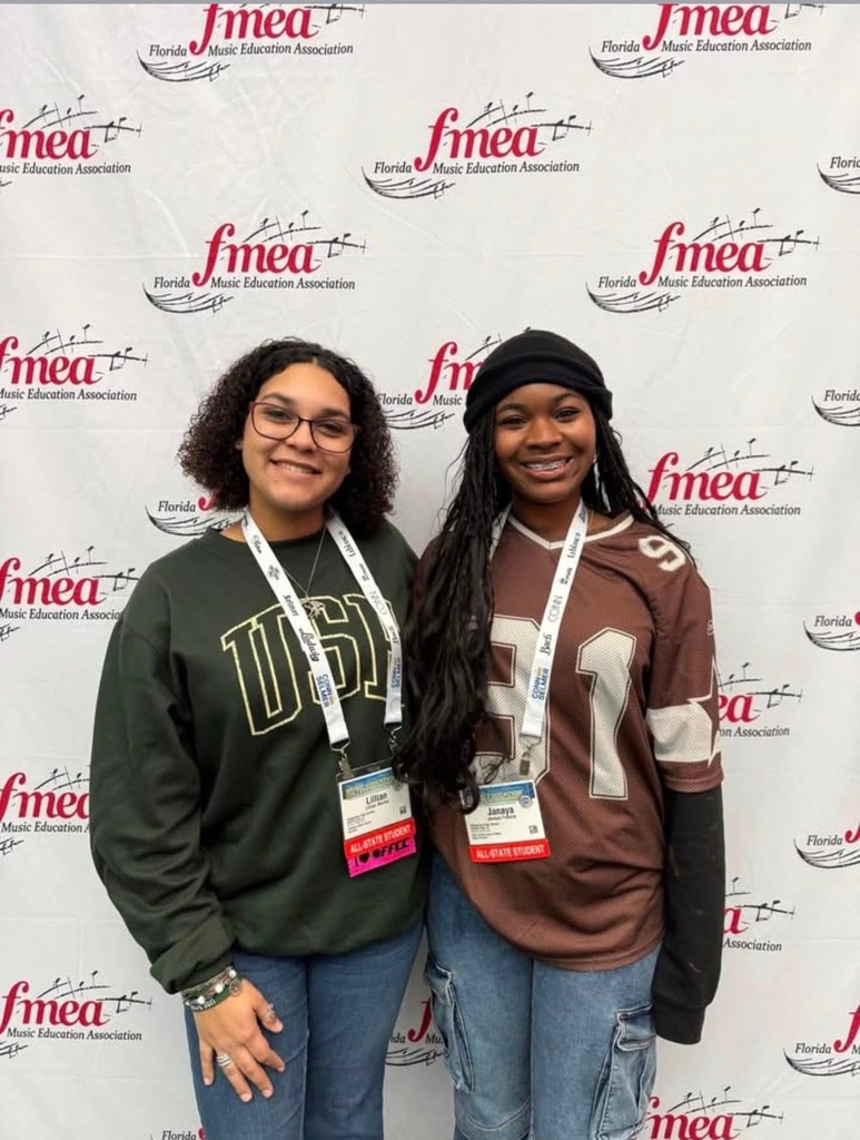 This past weekend, Ridgeview High School was proudly represented at the FMEA Professional Learning Conference, one of the largest music education events in the nation.  Congratulations to Lillian Michel, selected for the All-State Chorus, and Janaya Francis, selected for the All-State Band—an incredible achievement earned through a highly rigorous audition process recognizing Florida’s top student musicians.  We are so proud of Lillian and Janaya, and extend a huge thank you to their directors, Ms. Bice and Mr. Colón, for their exceptional instruction, dedication, and support. Panther Pride was on full display! 🐾🎶