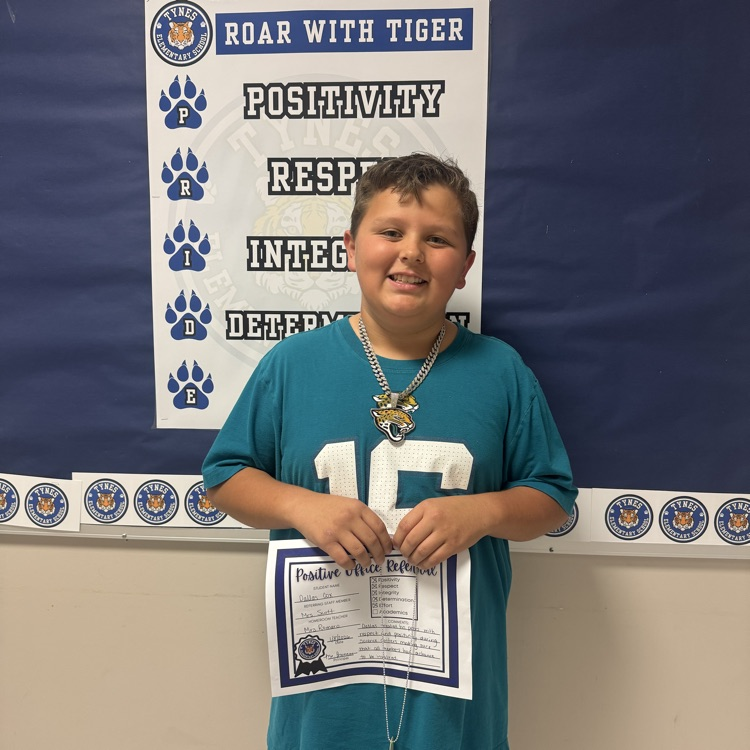 Shout-out to Dallas for showing outstanding respect and responsibility! Way to lead by example and make great choices. Keep showing that Tiger Pride!