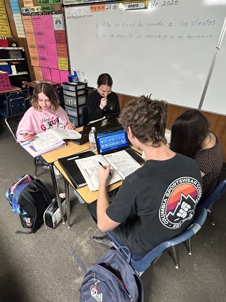 Ms. Pena’s Spanish 3 IB/AICE students were deeply engaged in rigorous language learning as they built proficiency and confidence in Spanish through meaningful, real-world application. Using their workbooks and digital tools, students expanded academic vocabulary related to the environment and recycling while practicing subjunctive forms and expressions of certainty through writing, conversation, and collaborative work. As outlined on the lesson agenda, students compared responses with peers, strengthened grammar skills, and applied their learning in context, meeting the high expectations of IB and AICE coursework while developing strong communication skills in Spanish.