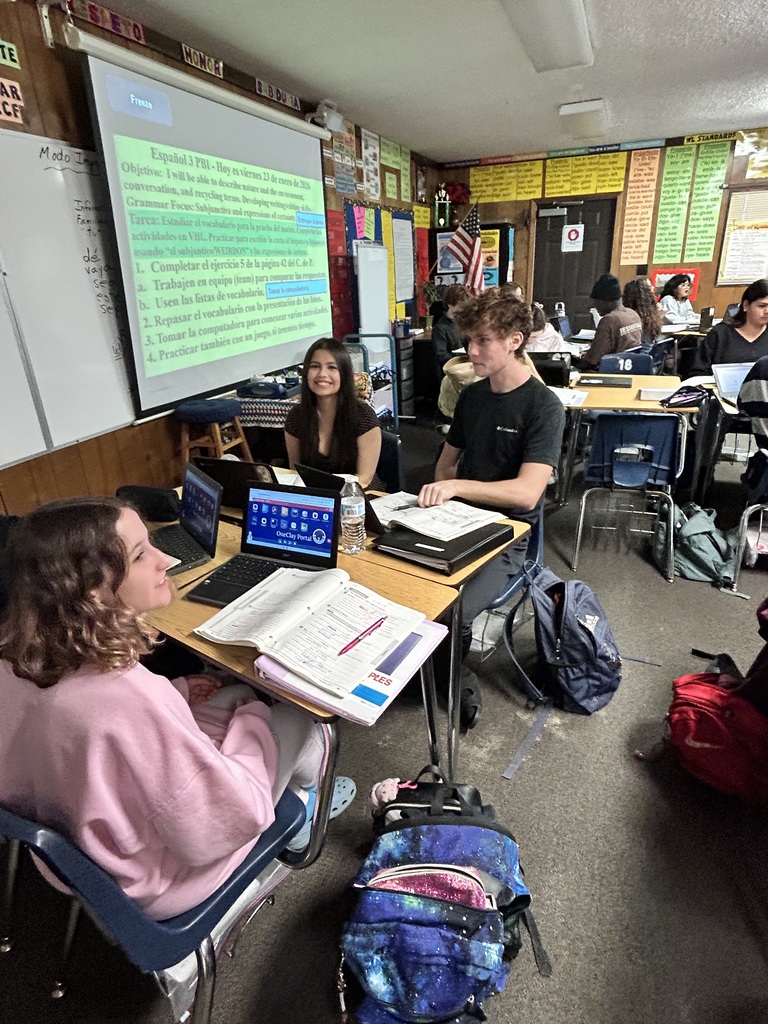 Ms. Pena’s Spanish 3 IB/AICE students were deeply engaged in rigorous language learning as they built proficiency and confidence in Spanish through meaningful, real-world application. Using their workbooks and digital tools, students expanded academic vocabulary related to the environment and recycling while practicing subjunctive forms and expressions of certainty through writing, conversation, and collaborative work. As outlined on the lesson agenda, students compared responses with peers, strengthened grammar skills, and applied their learning in context, meeting the high expectations of IB and AICE coursework while developing strong communication skills in Spanish.
