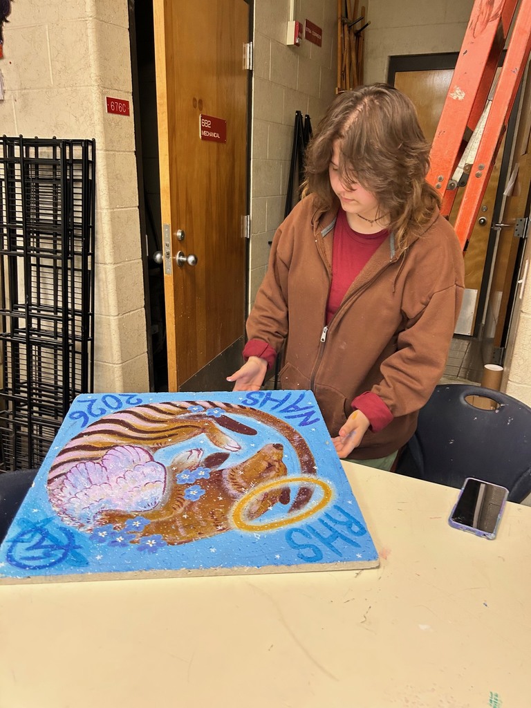 Our National Art Honor Society students proudly continued a long-standing Ridgeview tradition by painting ceiling tiles for Mr. Nesi’s art classroom. The students poured creativity, thought, and pride into each design, creating pieces that reflect both their artistic talent and their connection to the program. We can’t wait to see these tiles installed on the ceiling, where they will inspire future artists and leave a lasting mark on the space.