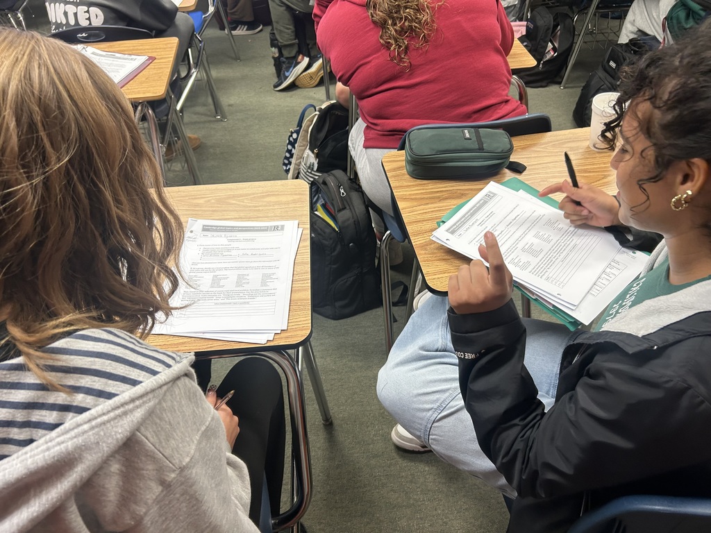 Mr. Brown’s AICE Global Perspectives Class engaged in collaborative, inquiry-based learning as students formed teams of 2–5 and worked together to select a global issue to explore. Each team intentionally assigned individual perspectives to team members, allowing students to examine the issue through multiple lenses. After choosing their topic, teams collaborated to develop a shared global statement before moving forward with their research.