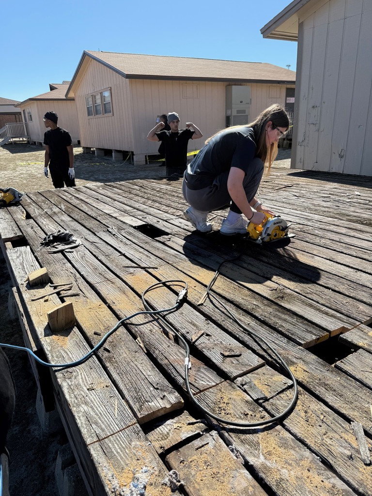 A huge shoutout to Mr. Bruchak and his Carpentry students for the excellent work they are doing to help improve our campus by safely demolishing an old deck that had become an eyesore at our school. Students began with proper job site preparation, wore all required personal protective equipment, and learned safer, industry-aligned methods of demolition throughout the project. This hands-on experience not only strengthened their technical skills but also highlighted their teamwork, responsibility, and pride in their work. They did a GREAT job, and we truly appreciate their efforts in making our school a better place!