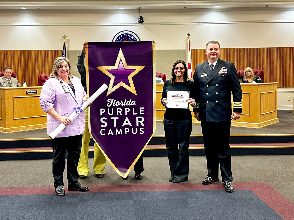 We are proud to share that Ridgeview High School was officially recognized as a Florida Purple Star Campus at the February 5th School Board meeting. 💜 This designation honors schools that demonstrate a strong commitment to supporting military-connected students and families through dedicated points of contact, staff training, student transition supports, and family-friendly resources. Being named a Purple Star Campus reflects the intentional work of our staff to ensure military students feel welcomed, supported, and connected from the moment they arrive. We are honored to serve those who serve our country and grateful to our School Board for recognizing this important work.