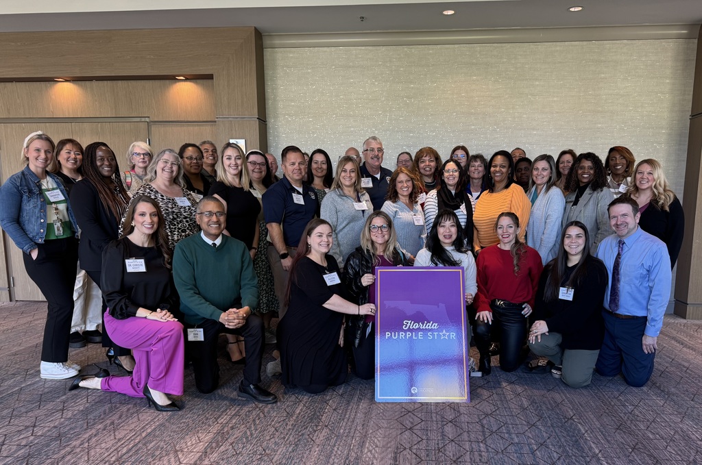 As a Purple Star School, Ridgeview had the opportunity to select a teacher to participate in the Purple Star Teacher Leadership Program, and we are proud to recognize Ms. Weaver for representing our school. Ms. Weaver recently completed the first part of the training and shared that it was one of the most impactful professional learning experiences of her career. The program brings together educators, veterans, and ROTC instructors from across Florida and focuses on mentoring, coaching, and supporting teachers transitioning into the profession, especially those with military backgrounds. Clay County was well represented, and the collaboration and shared commitment to serving military families made this experience both meaningful and inspiring. We are grateful for Ms. Weaver’s leadership and dedication as we continue to strengthen our support for military-connected students and families at Ridgeview.