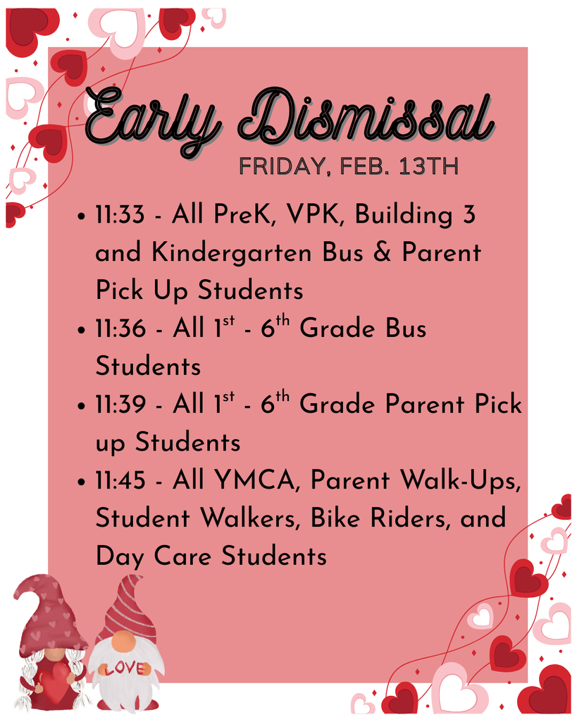 Early Dismissal Fri, February 13th 