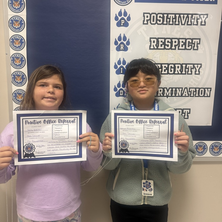 Emily and Adelynn are being recognized for showing Tiger Pride! They demonstrate kindness, teamwork, and positive behavior and are great role models for others! 🐯