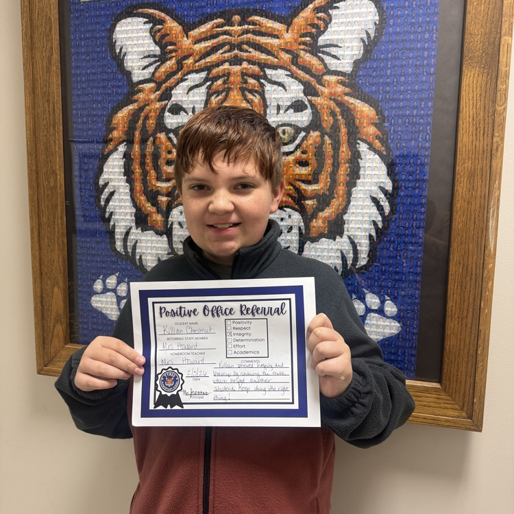 Killian showed great integrity and true Tiger Pride. We are proud of his honesty and positive choices!🎉