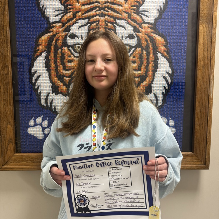 Sophia showed great determination and effort while mastering challenging word study skills. Her hard work in academics shows true Tiger Pride—keep it up, Sophia!✨