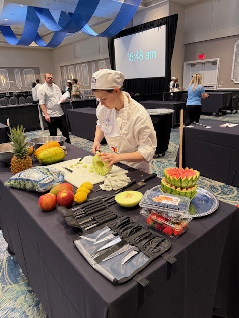 We are so proud of Selia for representing Ridgeview High School this past weekend in Orlando at the ProStart competition, where she competed in the Decorative Food Centerpiece category. This event required creativity, precision, and composure as students designed and carved intricate edible centerpieces under timed, competitive conditions. Selia’s focus, attention to detail, and artistic skill were on full display, and she represented our culinary program and Panther community with professionalism and pride. Opportunities like this showcase the incredible talent and real-world skills our students are developing, and we are so proud of Selia’s hard work and dedication.