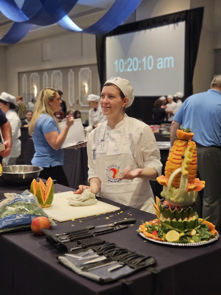 We are so proud of Selia for representing Ridgeview High School this past weekend in Orlando at the ProStart competition, where she competed in the Decorative Food Centerpiece category. This event required creativity, precision, and composure as students designed and carved intricate edible centerpieces under timed, competitive conditions. Selia’s focus, attention to detail, and artistic skill were on full display, and she represented our culinary program and Panther community with professionalism and pride. Opportunities like this showcase the incredible talent and real-world skills our students are developing, and we are so proud of Selia’s hard work and dedication.