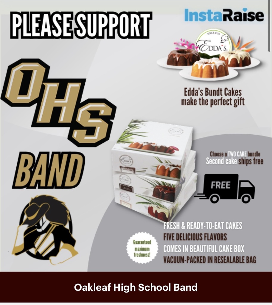 Help our fantastic Golden Regiment Band reach their goal of $20,000!   They are halfway there and need your help so they can pay for much needed equipment for our growing program!   You can help 1 of 2 ways: donate any amount of your choosing OR buy a yummy Bundt cake that ships within a week straight to your address! 