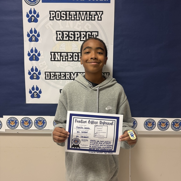 Namiko has been putting a great deal of effort into his work and behavior, consistently showing his Tiger Pride. Keep up the great work — we are proud of you! ✨