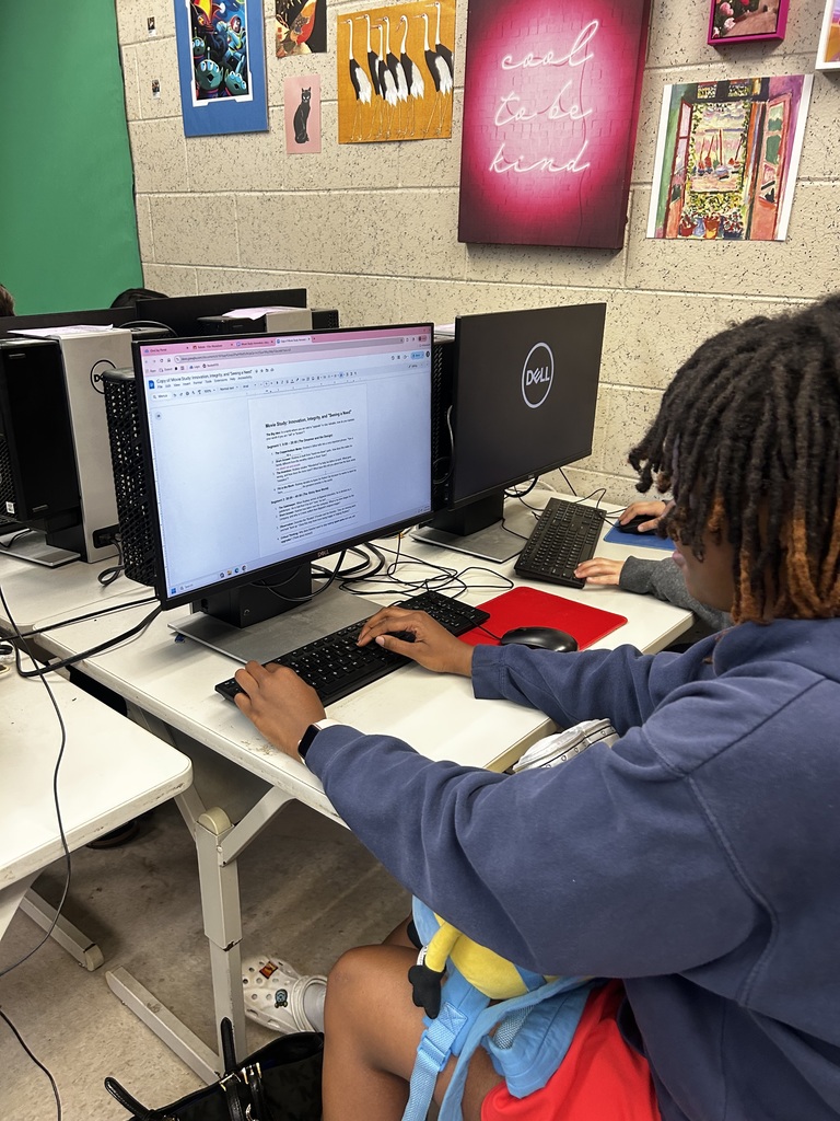 TV Production 1 students worked on developing the foundation of their next project by analyzing film content and organizing ideas digitally before moving into production. Using their workstations, students reviewed a structured movie study, discussed themes and messaging, and practiced the planning and critical-thinking skills essential to strong storytelling. This behind-the-scenes work, script analysis, organization, and intentional design, sets the stage for quality production and helps students understand that great video starts long before the camera ever rolls.