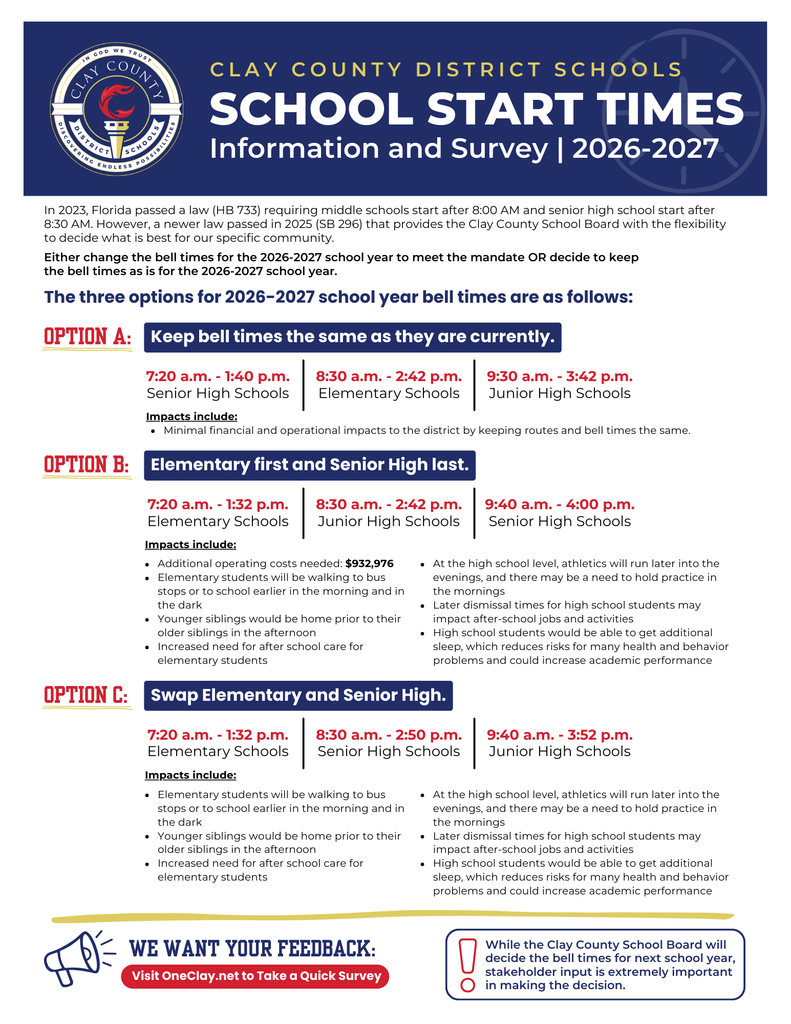 2026-2027 Start Times