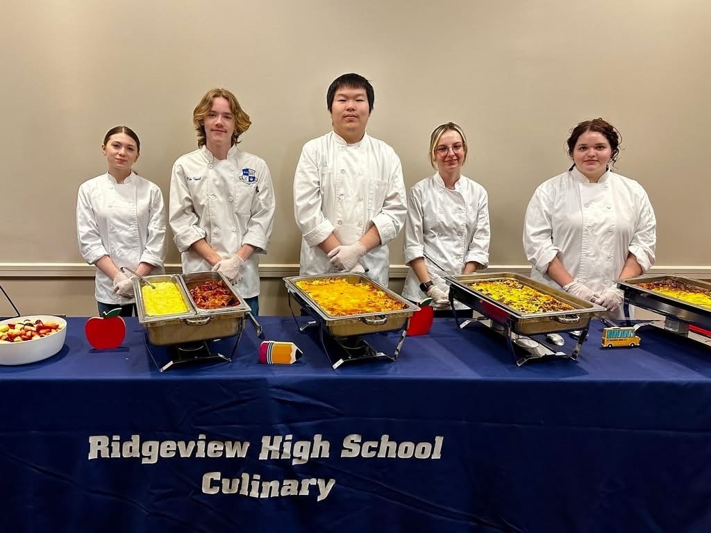 We are incredibly proud of our Culinary Team and Colorguard for representing Ridgeview with excellence at Superintendent Broskie’s State of the Schools last week.  While we were unable to take many pictures, we want to recognize the outstanding job our students did. Our talented culinary team prepared and served breakfast with professionalism and skill, showcasing the strength of our CTE programs and their real-world readiness. At the same time, our Colorguard presented the colors with precision and pride, setting the tone for a meaningful event.  Thank you to these students for representing Ridgeview with such class, confidence, and Panther spirit!