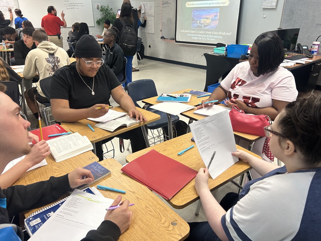 Students in Ms. Michaels and Mr. Gonzalez’s classes were deeply engaged as they worked collaboratively to analyze four different poems while making intentional connections to The Great Gatsby. From the start, each group examined how the poems reflected Fitzgerald’s themes of wealth, illusion, perception, tragedy, and the human desire for more. Students took ownership of their texts, closely analyzing words, imagery, tone, and symbolism to uncover deeper meaning. Through shared annotation and purposeful discussion, they supported their ideas with clear textual evidence, referenced characters and events from the novel, and engaged in strong academic dialogue. This is what student-centered instruction looks like — students doing the cognitive work, thinking critically, and making powerful cross-text connections.