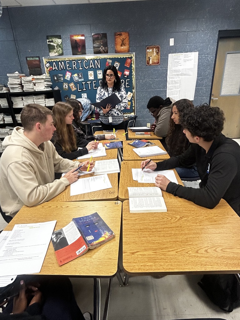 Students in Ms. Michaels and Mr. Gonzalez’s classes were deeply engaged as they worked collaboratively to analyze four different poems while making intentional connections to The Great Gatsby. From the start, each group examined how the poems reflected Fitzgerald’s themes of wealth, illusion, perception, tragedy, and the human desire for more. Students took ownership of their texts, closely analyzing words, imagery, tone, and symbolism to uncover deeper meaning. Through shared annotation and purposeful discussion, they supported their ideas with clear textual evidence, referenced characters and events from the novel, and engaged in strong academic dialogue. This is what student-centered instruction looks like — students doing the cognitive work, thinking critically, and making powerful cross-text connections.