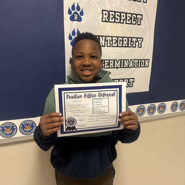 Congratulations to Elijah for showing great effort, determination, and a whole lot of Tiger Pride!