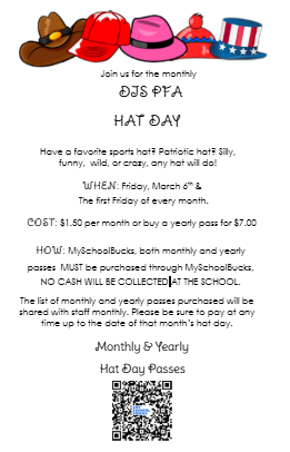Hat Day tomorrow Friday, March 6th. 