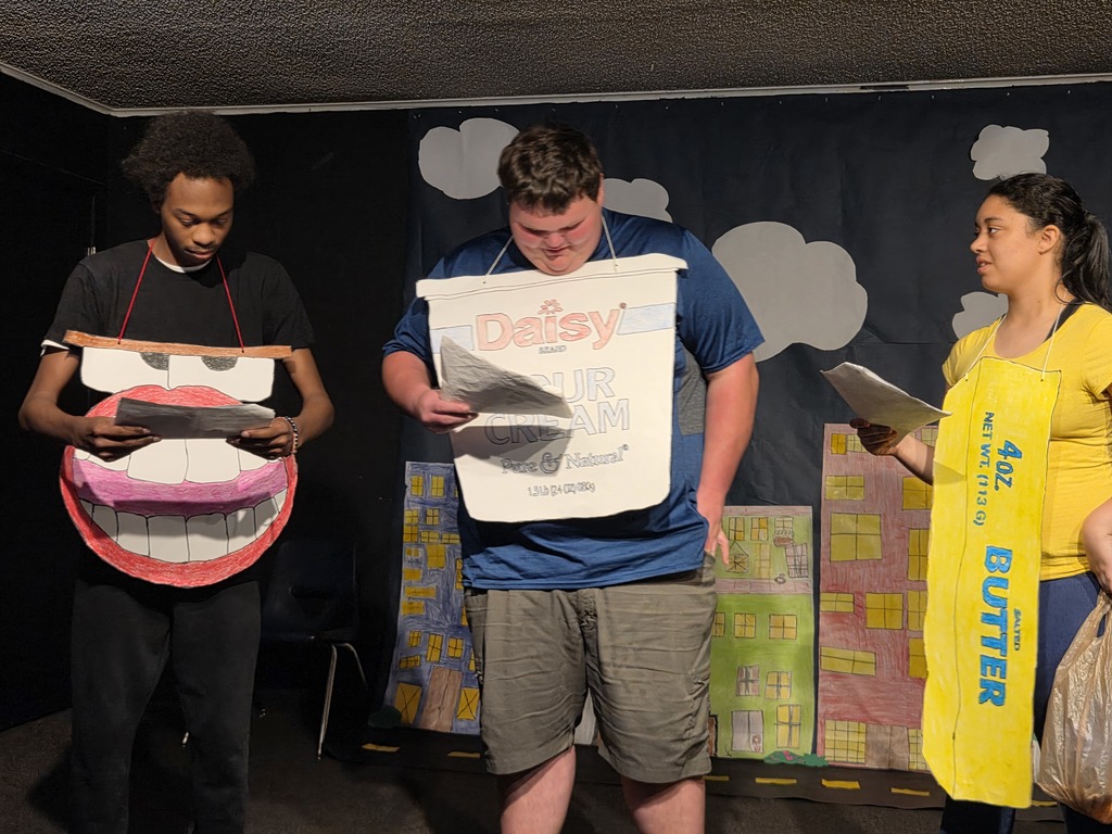 Last week, students in Ms. McDade’s General Theater class brought creativity and energy to the stage as they performed Captain Potato Head. In addition to acting in the production, students also designed and created their own costumes and helped develop the overall look of the performance, showcasing their creativity both on and off the stage. The project allowed students to build confidence, collaboration, and theatrical skills while bringing the story to life for their audience.