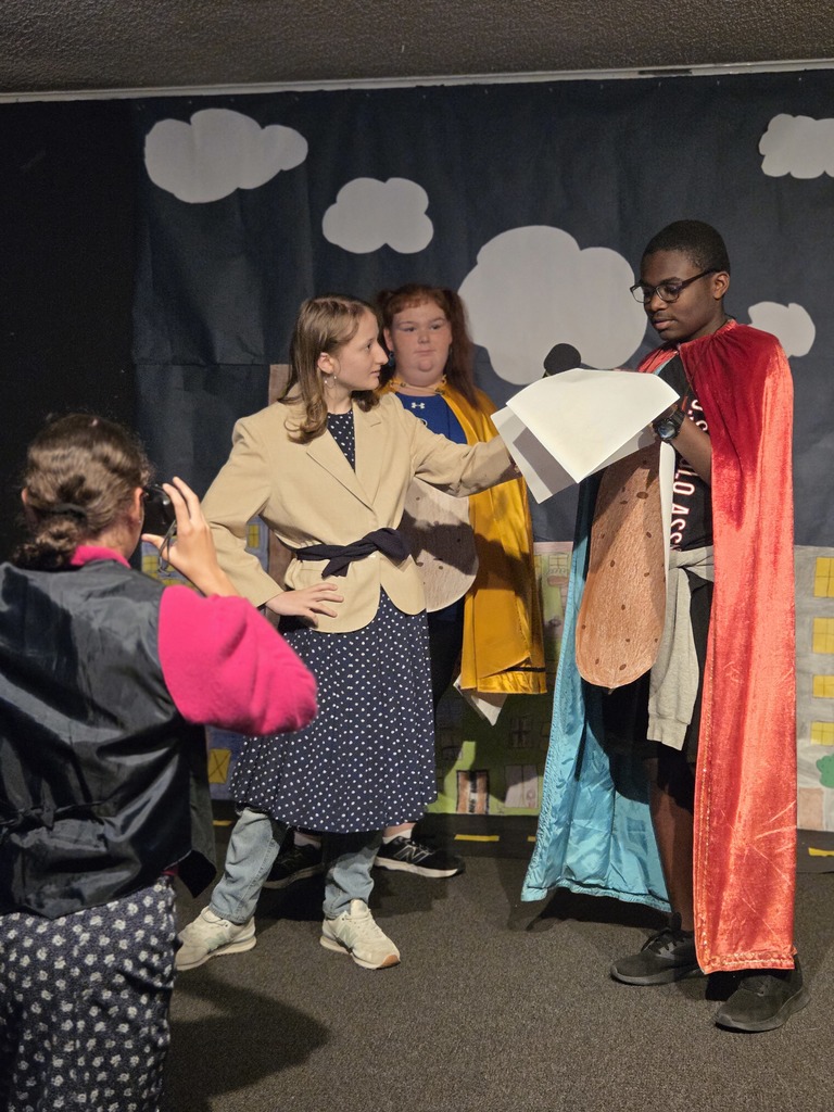 Last week, students in Ms. McDade’s General Theater class brought creativity and energy to the stage as they performed Captain Potato Head. In addition to acting in the production, students also designed and created their own costumes and helped develop the overall look of the performance, showcasing their creativity both on and off the stage. The project allowed students to build confidence, collaboration, and theatrical skills while bringing the story to life for their audience.