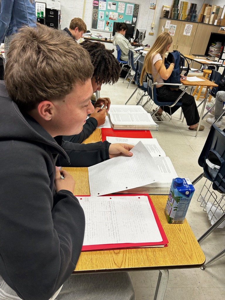 Ms. Eaton’s 10th-grade English students strengthened their writing skills by explaining the role of materialism in their daily lives. Using a paragraph ladder strategy, students broke down the structure of a strong body paragraph by identifying their opinion, explaining their thinking, supporting it with textual evidence, and tying their ideas back to their overall claim. With guidance from the writing notes and the model displayed on the board, students pulled evidence from multiple texts, such as “The Golden Touch,” “The Necklace,” and “Avarice,” to build thoughtful, well-supported arguments. Through planning, organizing ideas, and selecting meaningful quotes, students strengthened their analytical writing while learning to support their claims with clear evidence.