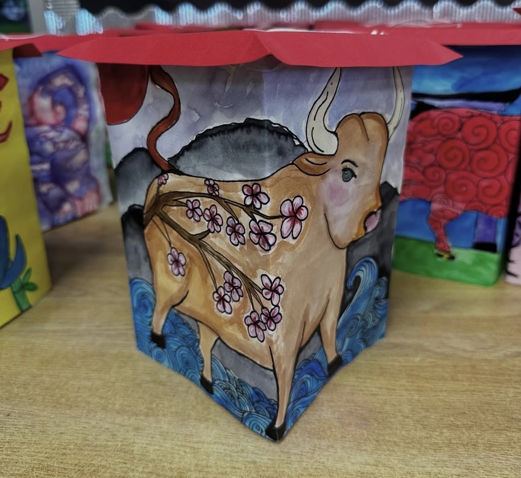 Ms. Generazio’s Art 2 students recently explored the traditions of the Chinese New Year while creating beautiful lantern projects inspired by the celebration. After learning about the cultural significance and symbolism of lanterns, students designed their own using watercolor and marker to bring their ideas to life.  The finished pieces showcase vibrant colors, detailed line work, and creative designs—from powerful tigers to beautifully patterned snakes and floral elements. By combining watercolor techniques with marker illustration, students were able to add depth, contrast, and intricate detail to their artwork.  Projects like this allow students to strengthen their artistic skills while also learning about traditions from around the world.
