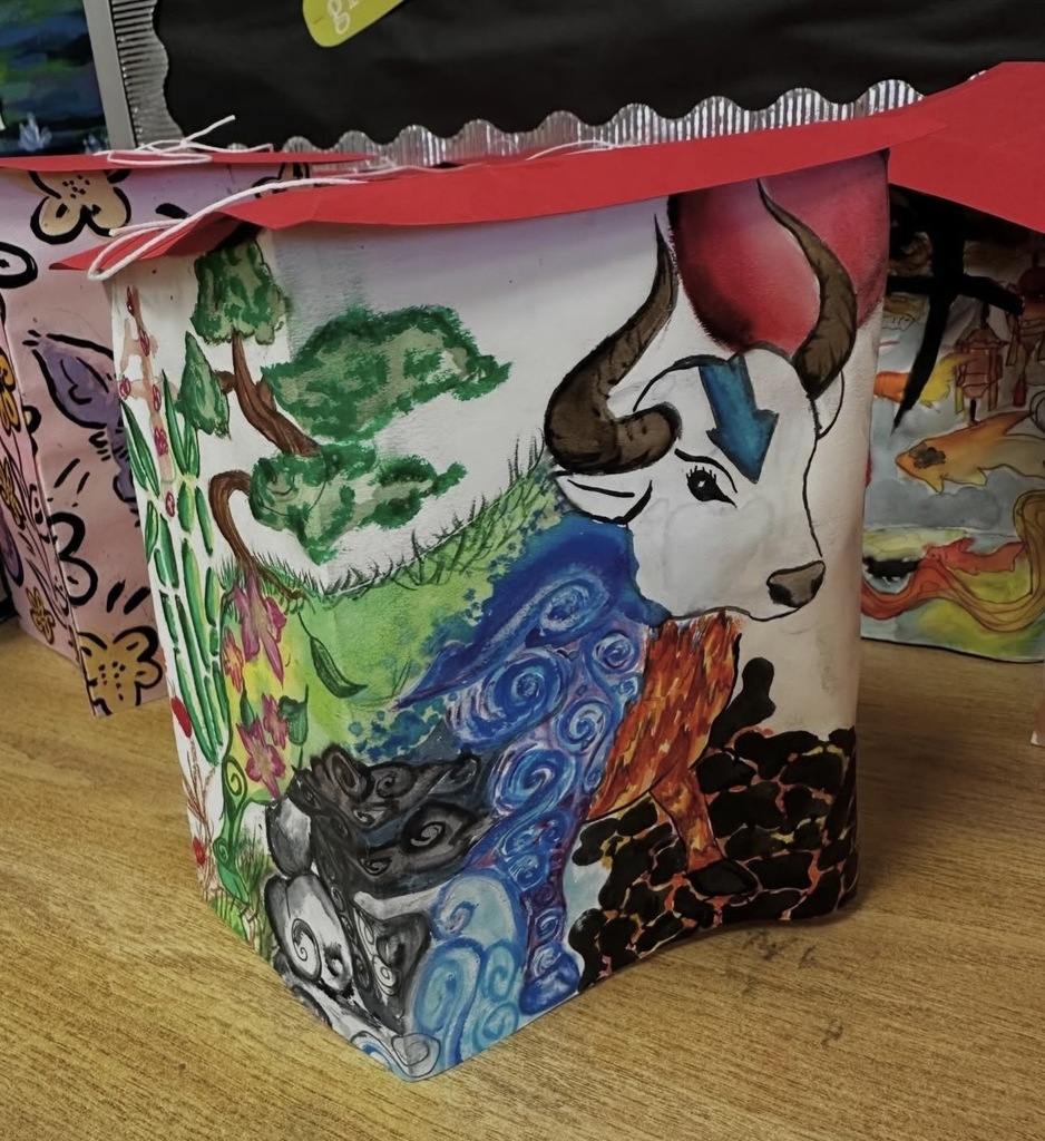 Ms. Generazio’s Art 2 students recently explored the traditions of the Chinese New Year while creating beautiful lantern projects inspired by the celebration. After learning about the cultural significance and symbolism of lanterns, students designed their own using watercolor and marker to bring their ideas to life.  The finished pieces showcase vibrant colors, detailed line work, and creative designs—from powerful tigers to beautifully patterned snakes and floral elements. By combining watercolor techniques with marker illustration, students were able to add depth, contrast, and intricate detail to their artwork.  Projects like this allow students to strengthen their artistic skills while also learning about traditions from around the world.