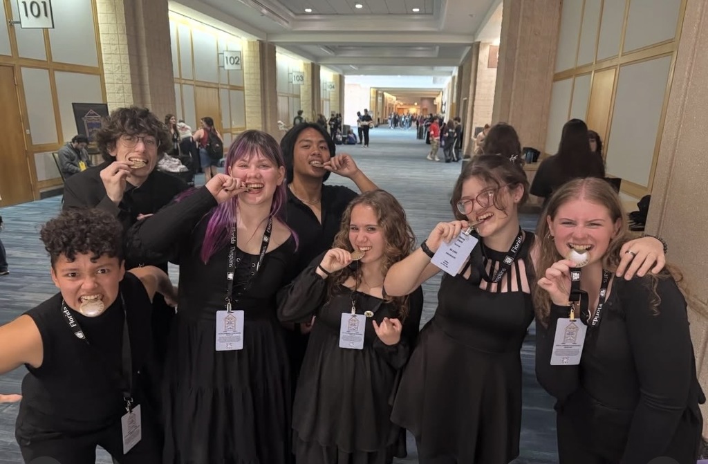 We are incredibly proud of our talented theatre students for their outstanding performance at the state level! Troupe 5709 brought home an impressive 5 Superior ratings and 2 Excellent ratings—a true testament to their hard work, creativity, and dedication.    Perfect Scores (Superior):  Vee Roberts – Monologues Lucy Bressler – Solo Musical   Superior Ratings:  Liberty Lopez, Raven Shannon, Zachary Schaefer, Vee Roberts, Gracie Phillips, Ryan Centeno, Sophie Wagner, and Paul Ligon – Choreography Ryan Centeno, Luke Jacobson, and Anthony Morejon Pastrana – Ensemble Acting Chloe Burrell – Costume Design   Excellent Ratings:  Lara Peyton – Solo Musical Chloe Burrell – Playwriting    Your passion for the arts and commitment to excellence continue to make Ridgeview proud. Congratulations to all of our performers and to Troupe 5709 on an incredible showing at state!