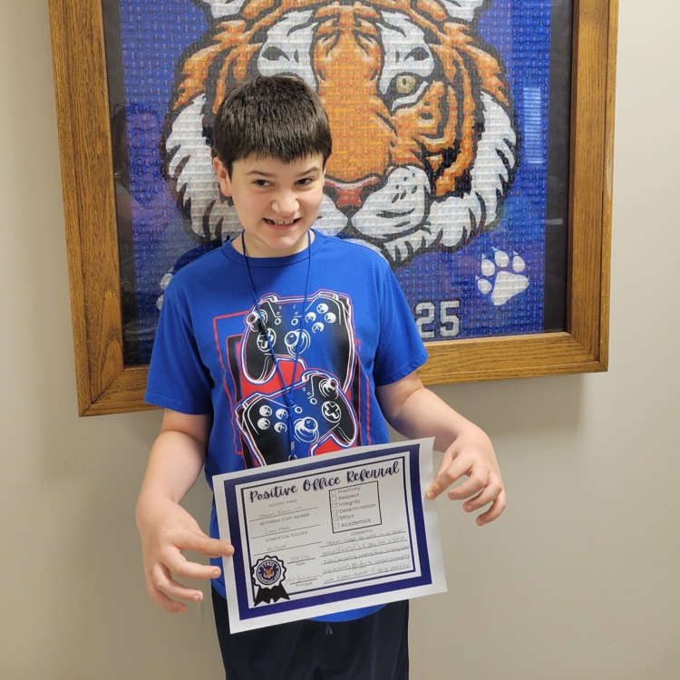 Steven earned a positive office referral for showing integrity, determination, and putting forth great effort! Keep up the amazing work!